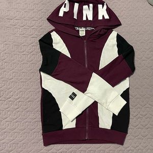 Color block zip up sweater